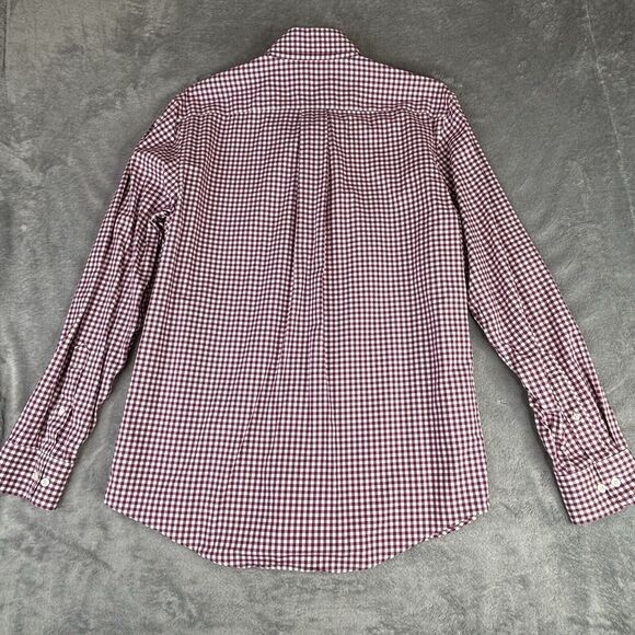 Lands End Button Down Shirt Mens M 15-15.5 Red Gingham Check Traditional Fit - Picture 4 of 10